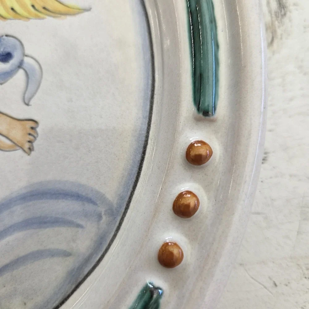 Pair Of Vintage Ceramiche d'Arte Sambuco Cherub Handpainted Ceramic Wall Plaques